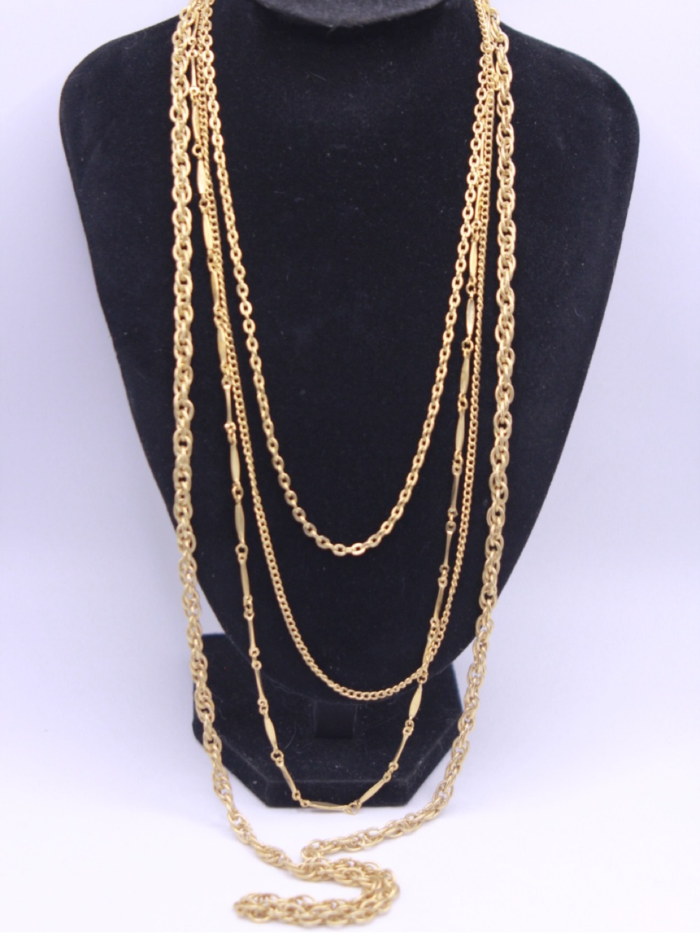 Vintage unsigned Layered Gold-Tone Elegant Multi-Chain Necklace